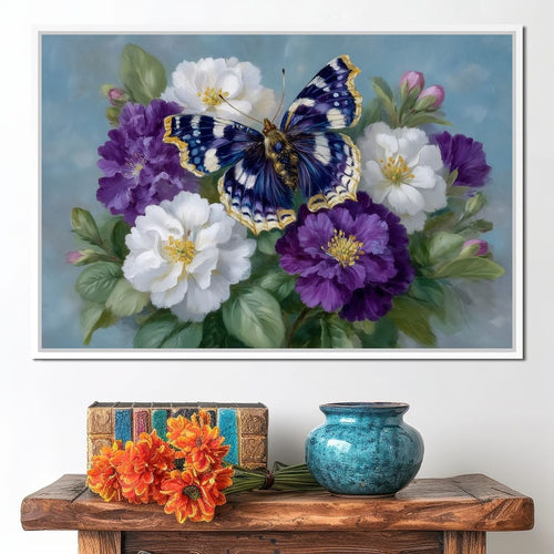 Sapphire Butterfly Bouquet Canvas Wall Art