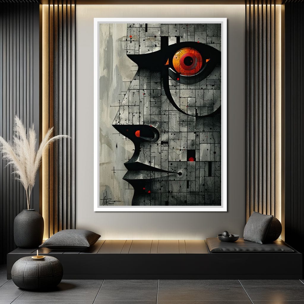 Enigmatic Gaze Fractal Mosaic Canvas Wall Art