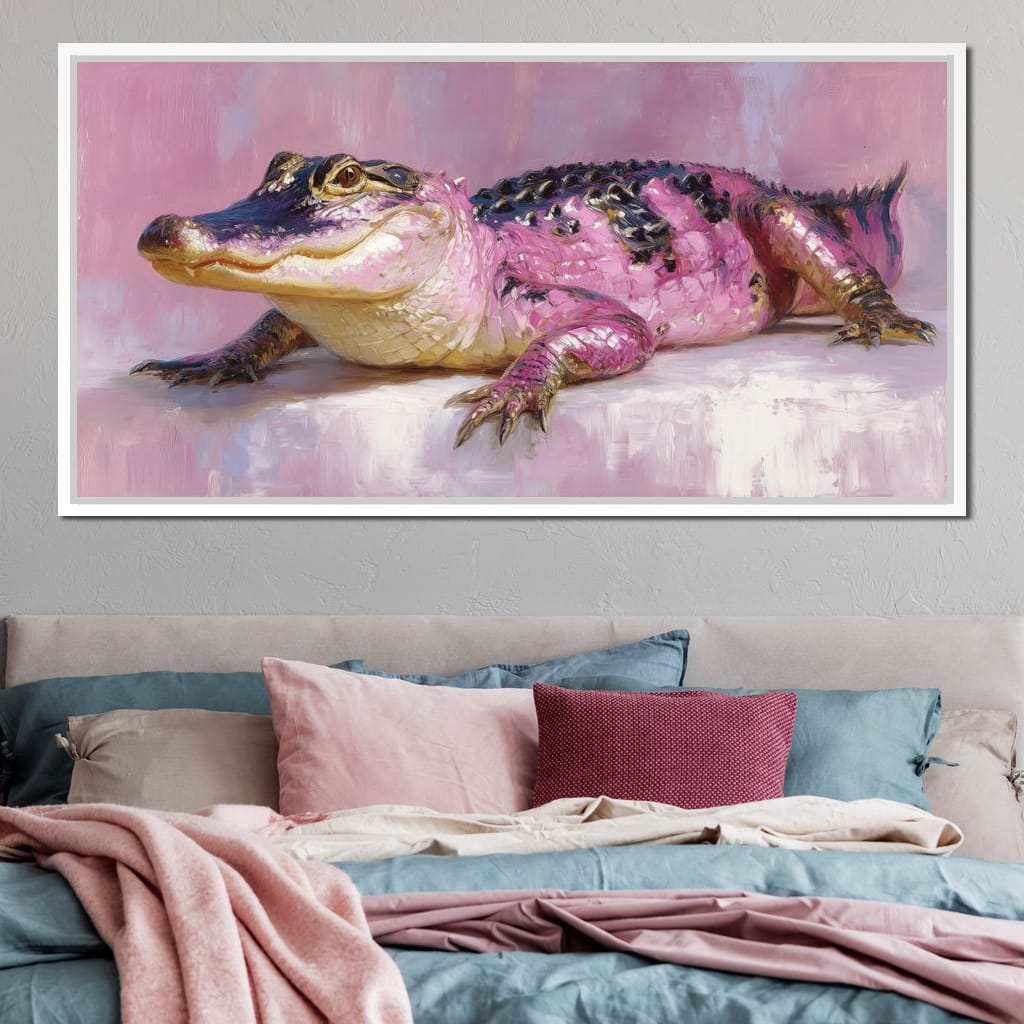 Pink Gator Lounge Portrait Canvas Wall Art