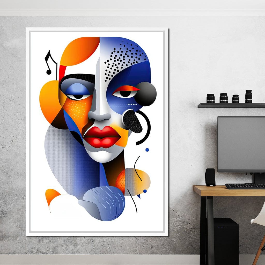 Red Lips and Bold Shapes Canvas Wall Art