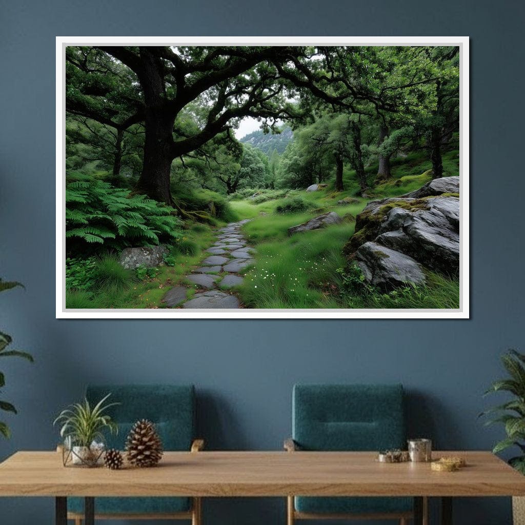 Emerald Forest Stone Pathway Canvas Wall Art