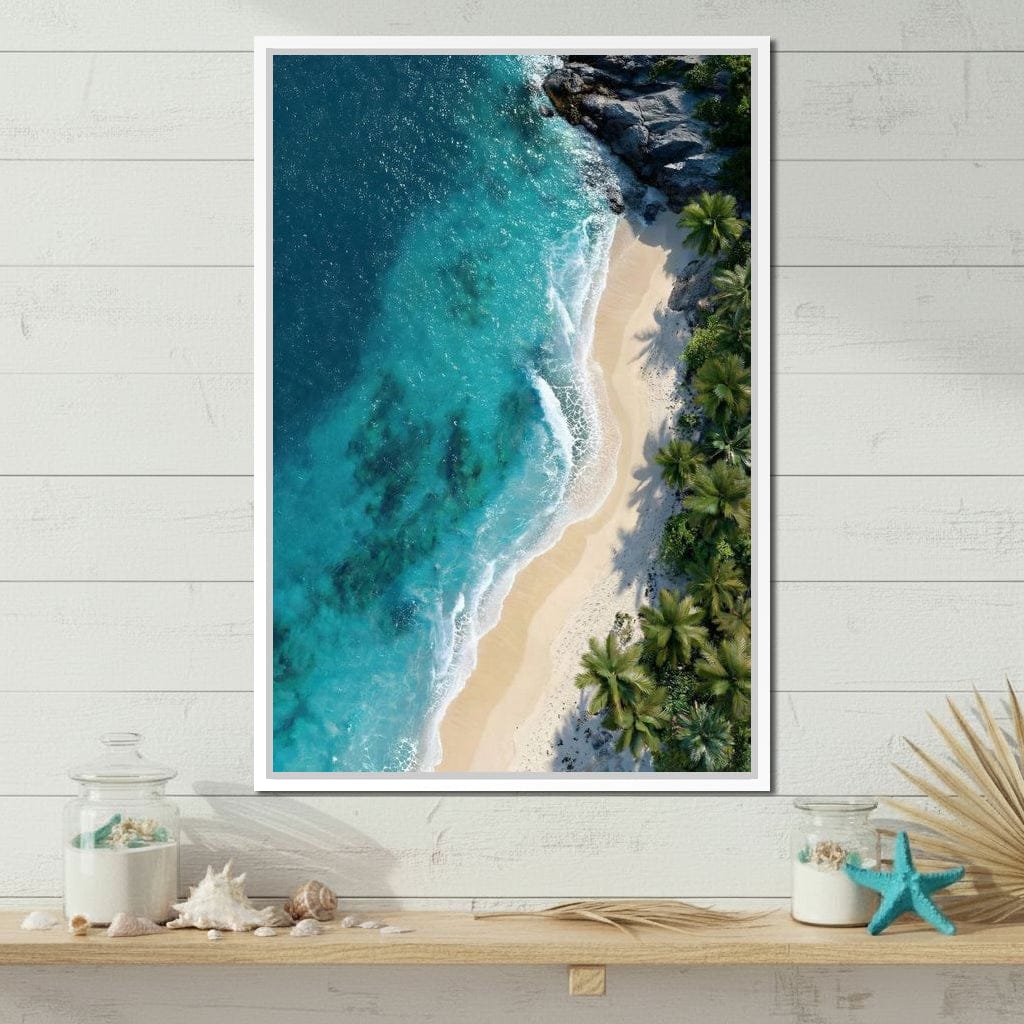 Tropical Cove Aerial Shoreline Canvas Wall Art