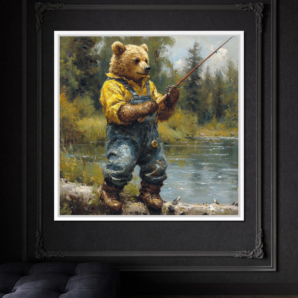 Bear Fishing Canvas Wall Art