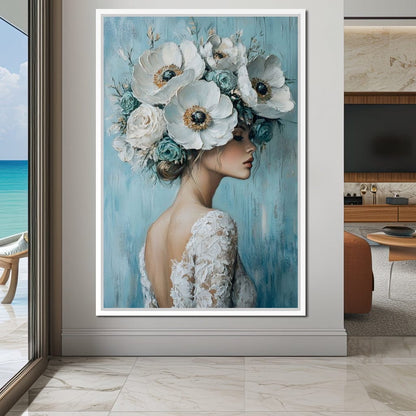 Petal Crowned Bridal Elegance Canvas Wall Art