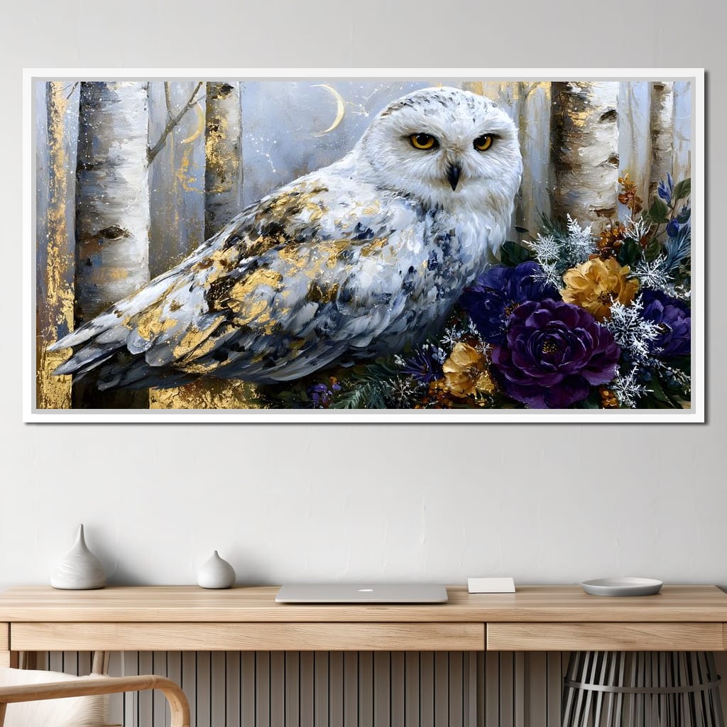 Silent Watcher Among Golden Birch Canvas Wall Art