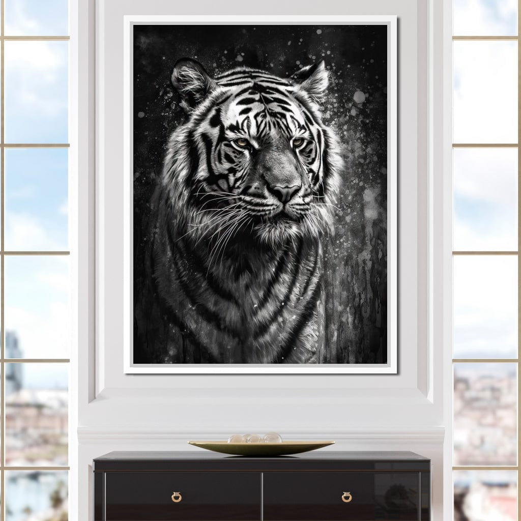 Tiger in Black & White Canvas Wall Art