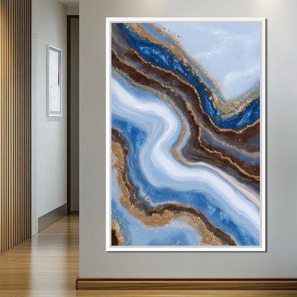 Blue Geode Gold River Flow Canvas Wall Art