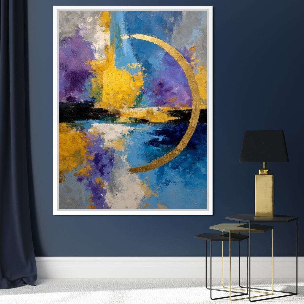 Golden Crescent Over Blue Sky Canvas Wall Art