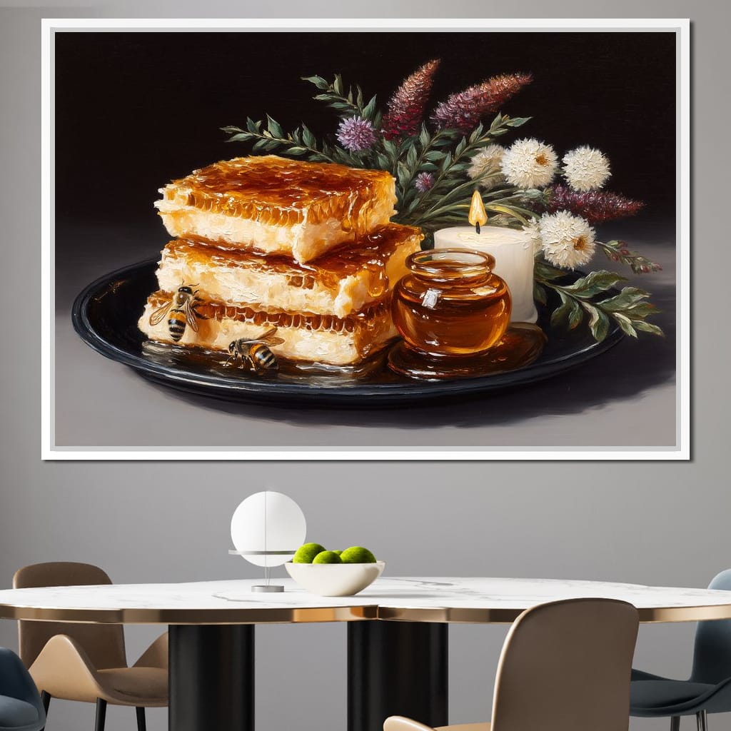 Golden Honeycombs Canvas Wall Art