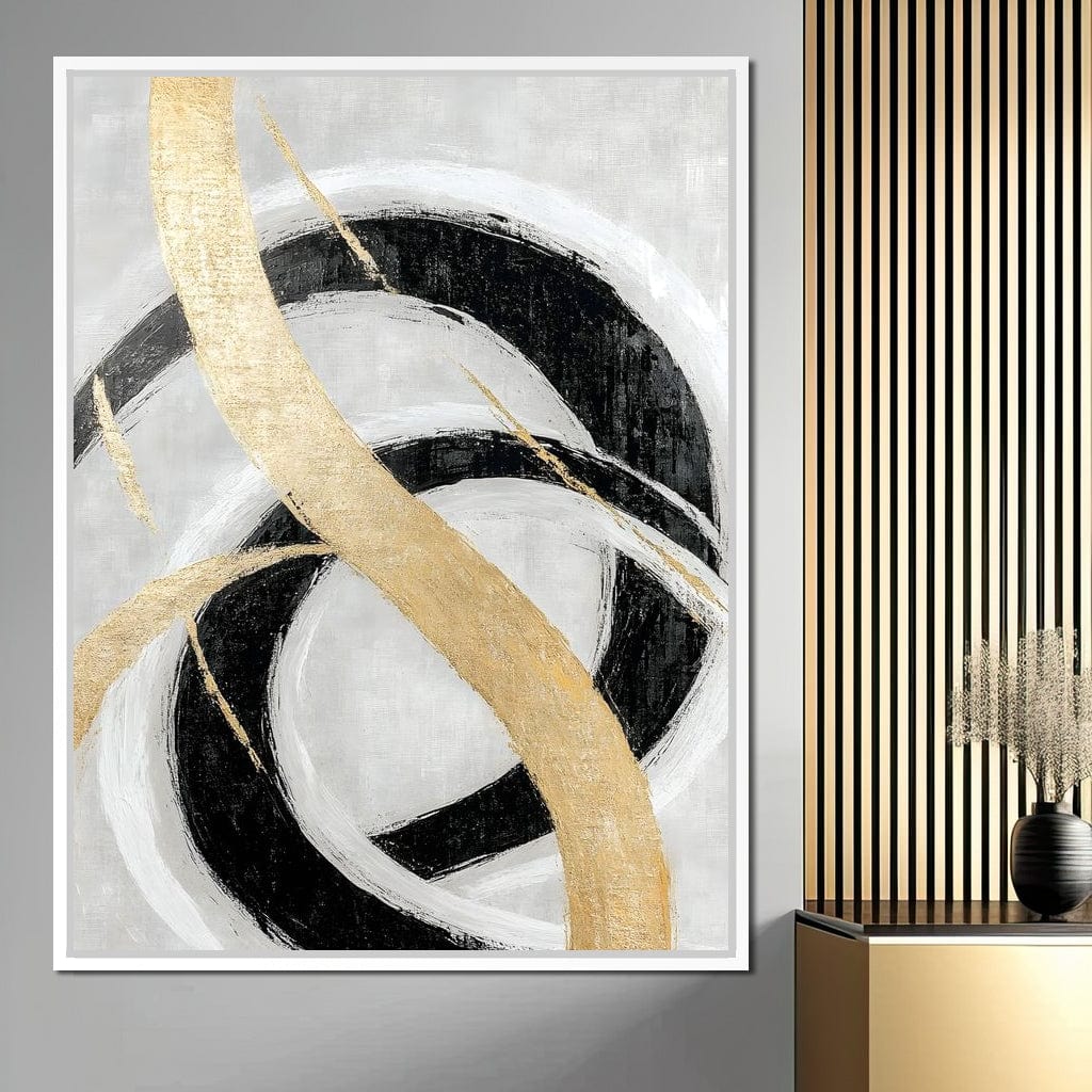 Golden Elegance Spirals Canvas Wall Art