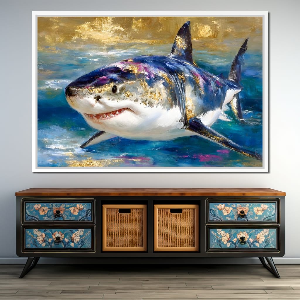 Gilded Great White Hunter Canvas Wall Art