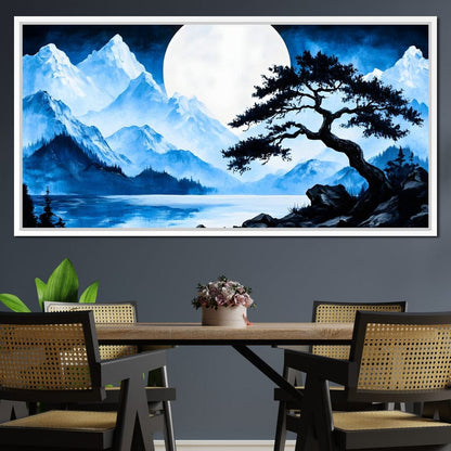 Moonlit Tranquil Peakscape Canvas Wall Art