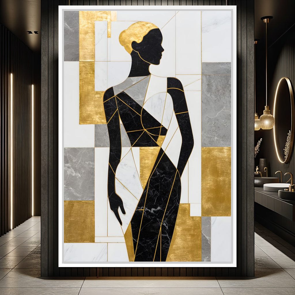 Golden Marble Muse Silhouette Canvas Wall Art