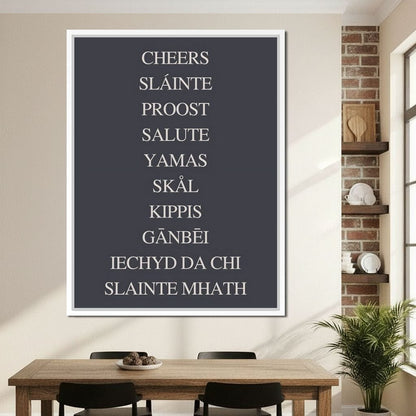 Global Cheers Multilingual Toast Canvas Wall Art