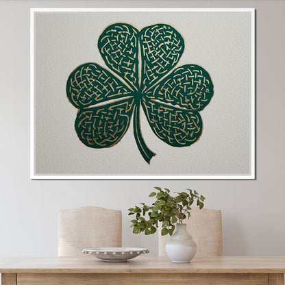 Clover Gold Leaf Charm Canvas Wall Art