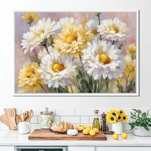 Golden Daisy Garden Glow Canvas Wall Art