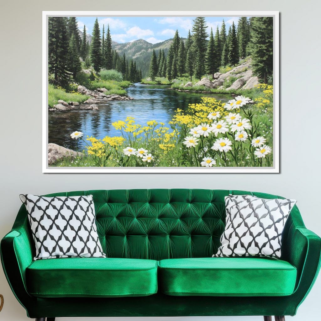 Alpine River Wildflower Glow Canvas Wall Art