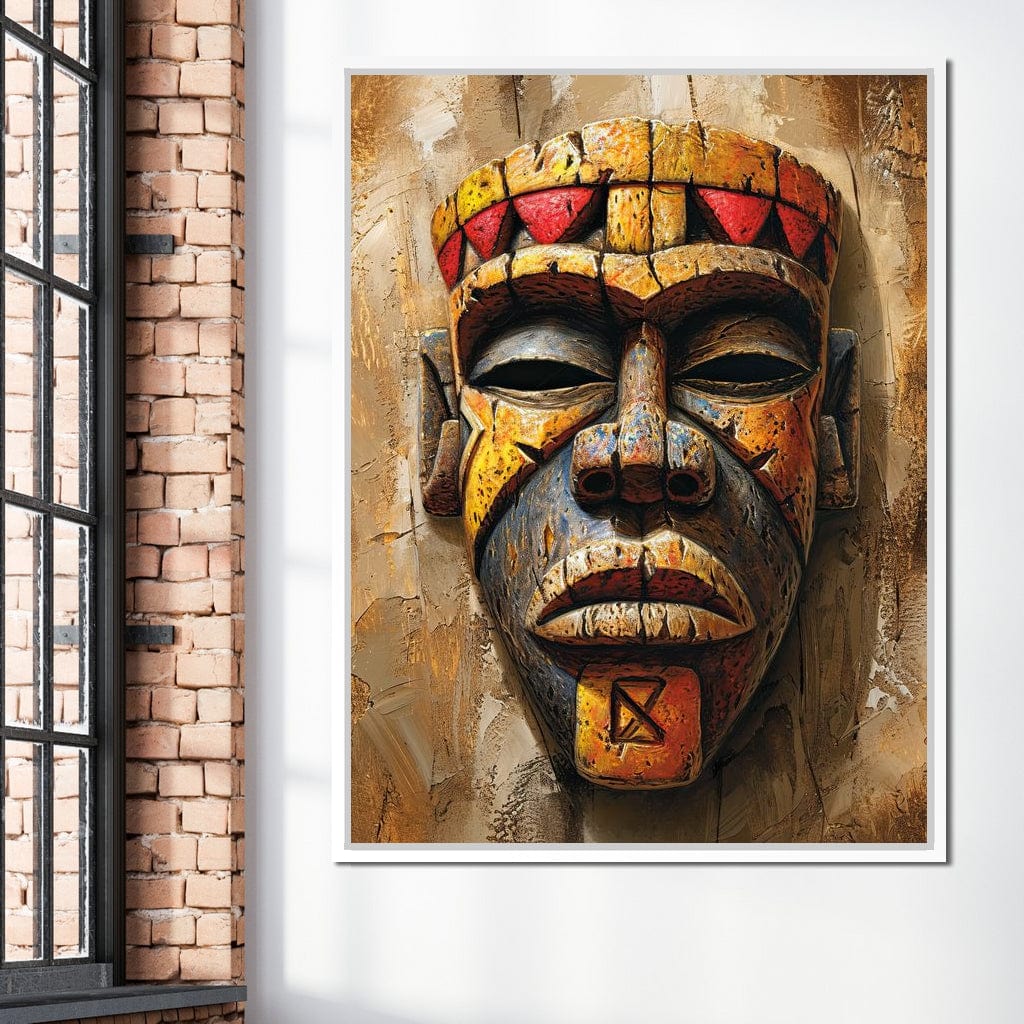 Ancient Tribal Mask Vibrance Canvas Wall Art