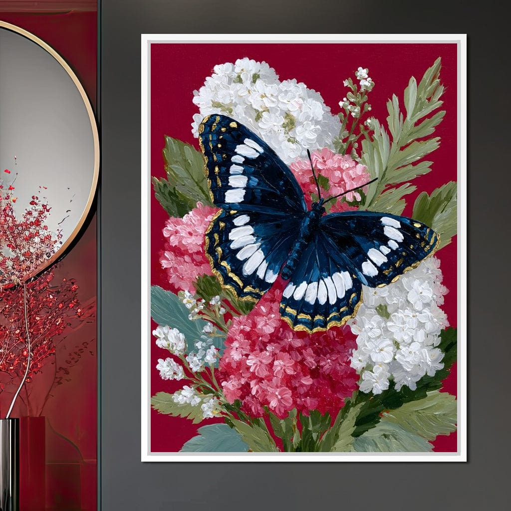 Midnight Butterfly Garden Bouquet Canvas Wall Art