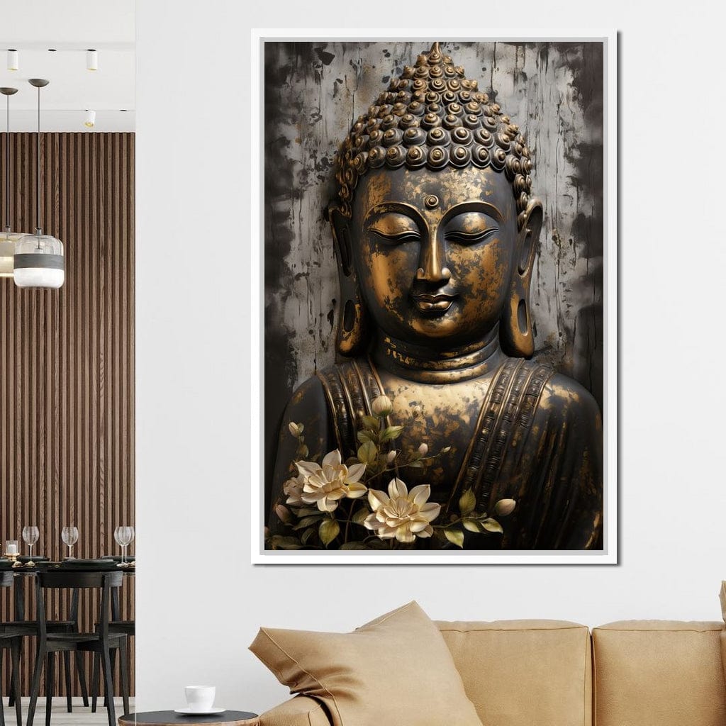 Golden Gaze of the Buddha Canvas Wall Art