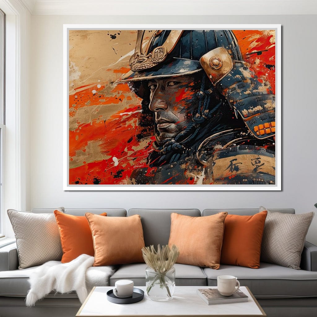 Samurai Solitude in Battle Canvas Wall Art