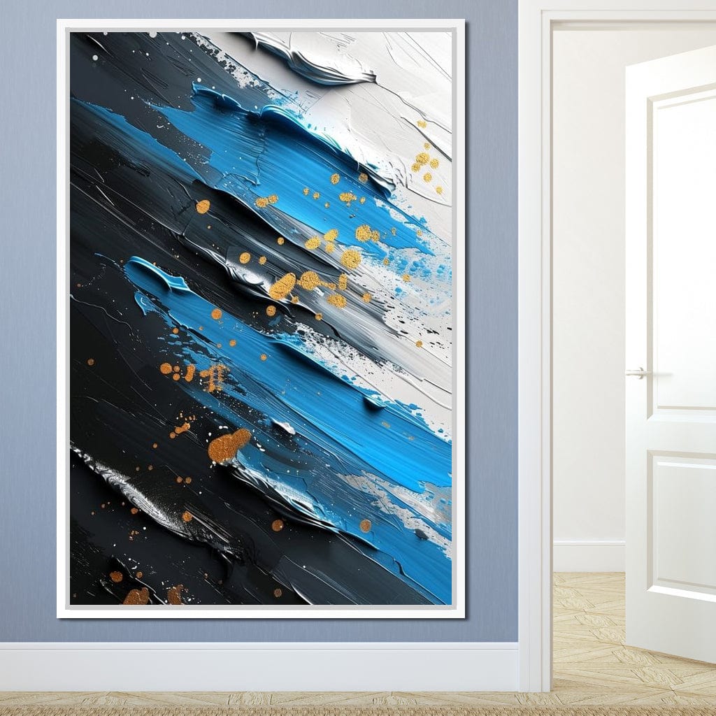 Sapphire Strokes Gold Specks 2 Canvas Wall Art