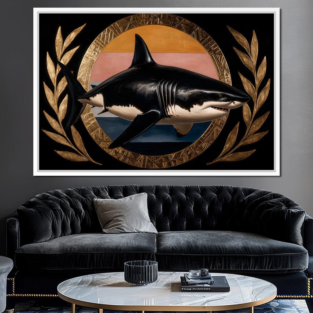 Gilded Shark Triumph Halo Canvas Wall Art