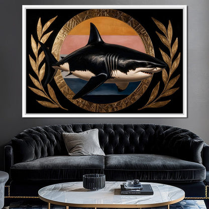 Gilded Shark Triumph Halo Canvas Wall Art