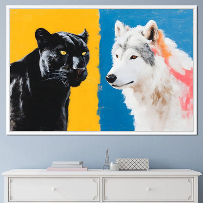 Panther And Wolf Color Clash Canvas Wall Art