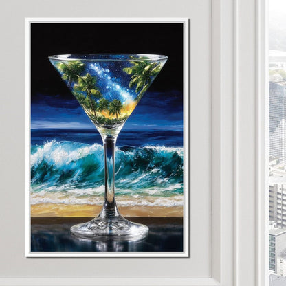 Cosmic Cocktail Island Night Canvas Wall Art