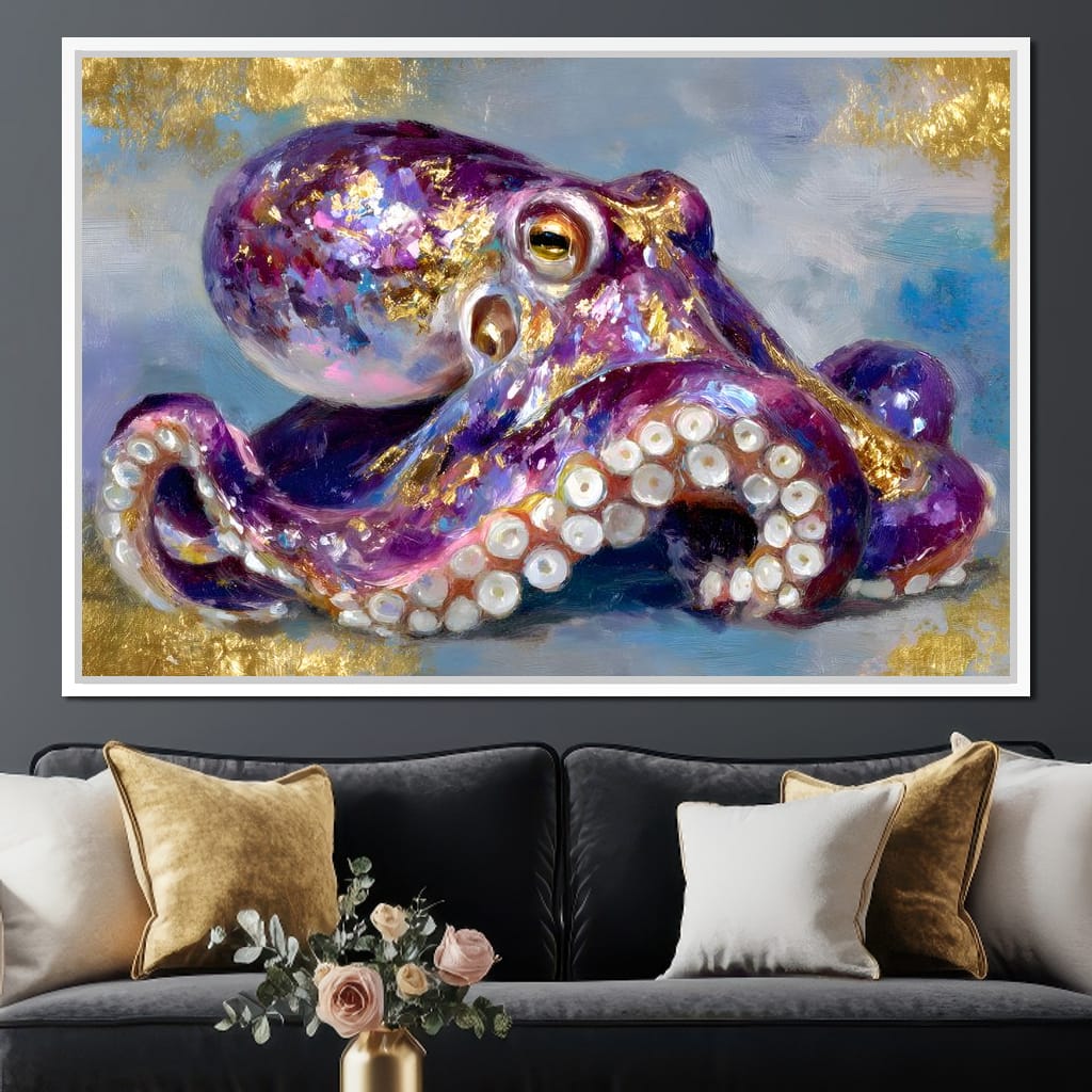 Gilded Violet Octopus Dream Canvas Wall Art