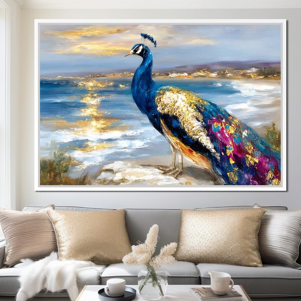 Gilded Peacock Shorelight Canvas Wall Art