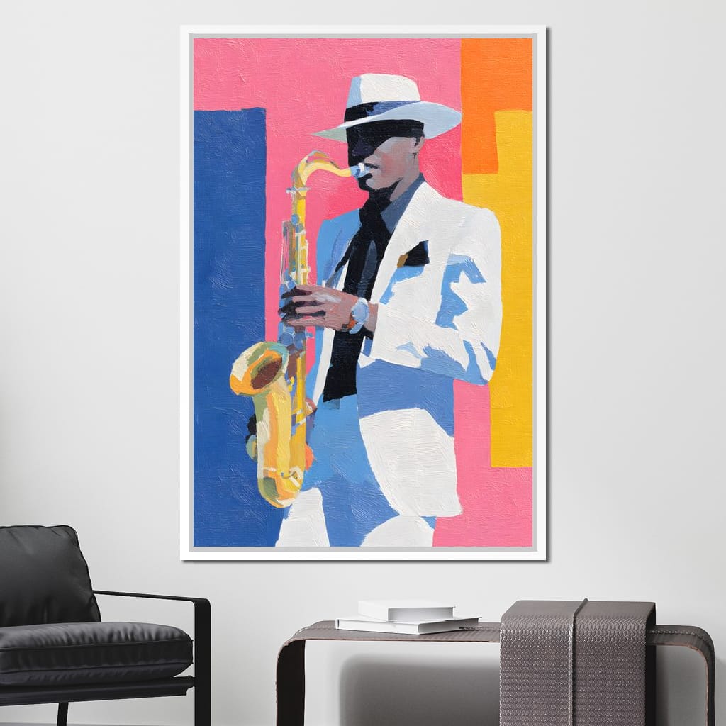 Vibrant Jazz Sax Soloist Style Canvas Wall Art