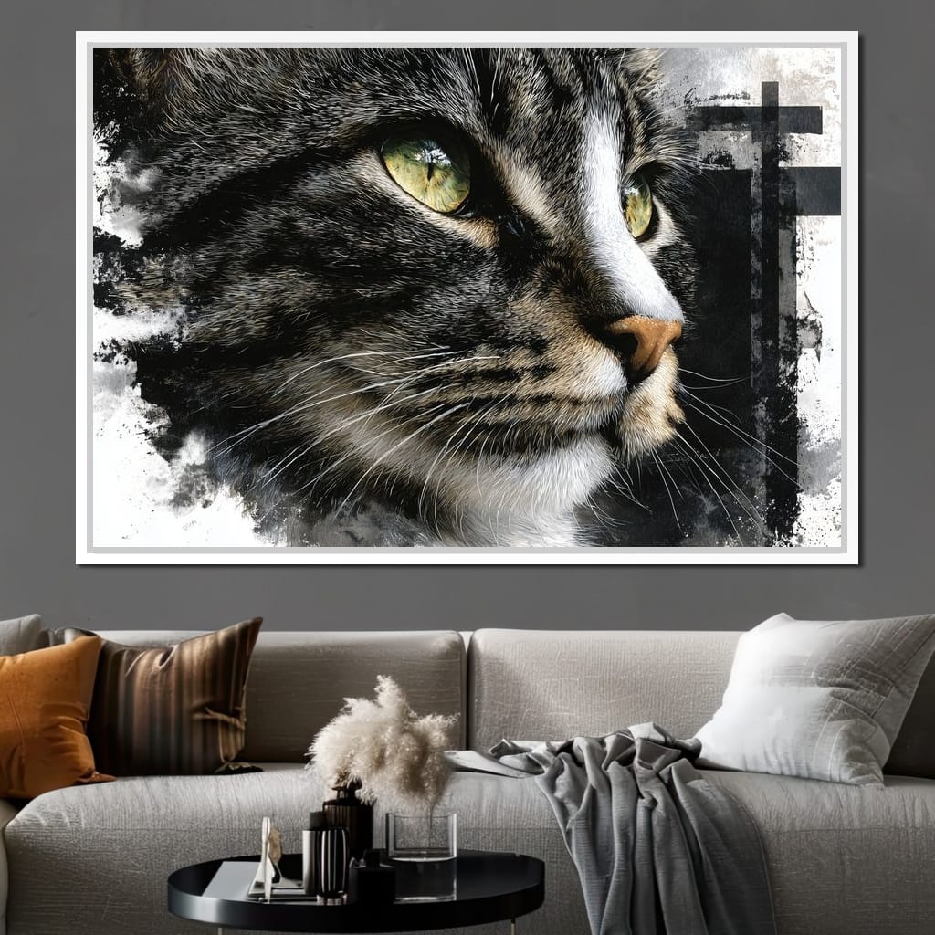 Golden Eyed Cat Portrait Canvas Wall Art