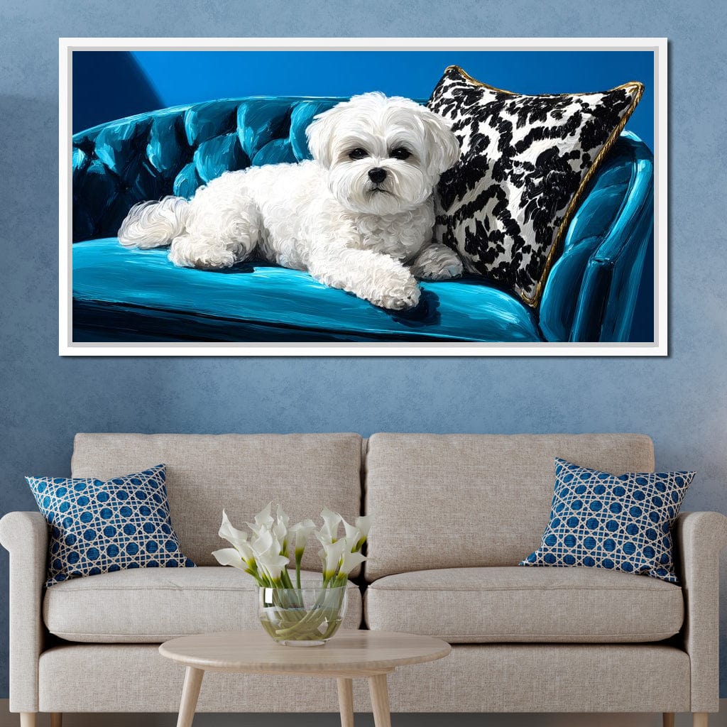 Plush Paws on Teal Dreams Canvas Wall Art