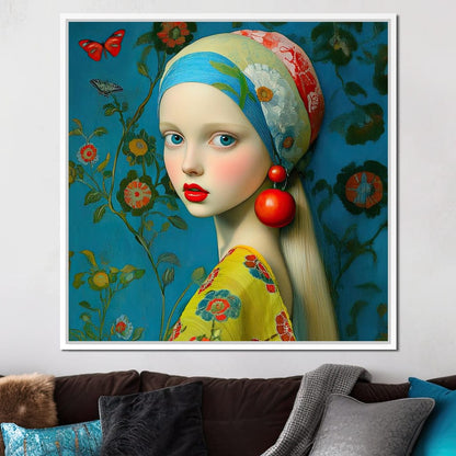 The Girl with the Scarlet Earring Canvas Wall Art