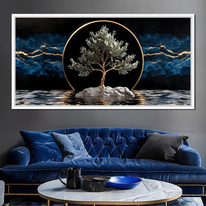 Golden Olive Tree Halo Reflection Canvas Wall Art