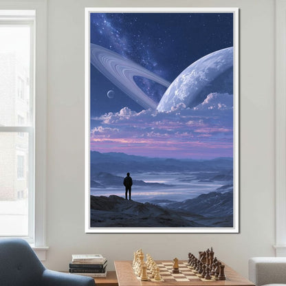 Stargazer Under Ringed World Canvas Wall Art