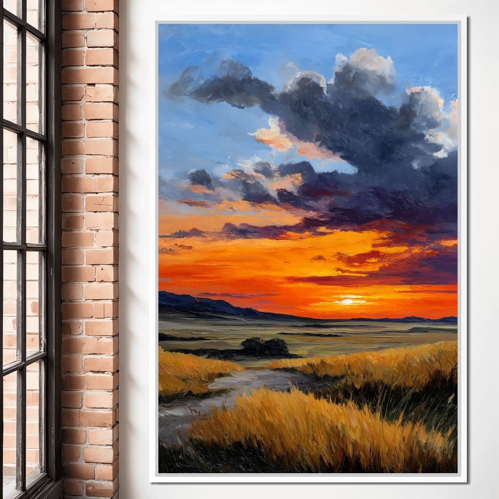 Golden Prairie Sunset Skystorm Canvas Wall Art