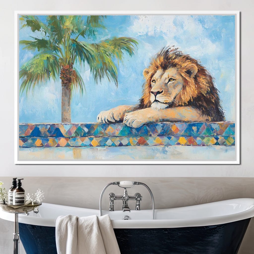 Lion Oasis Tranquility Canvas Wall Art