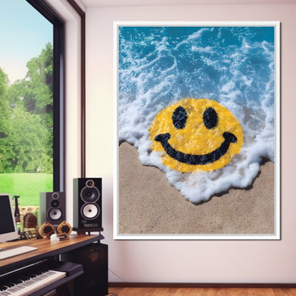 Radiant Beach Wave Smile Burst Canvas Wall Art