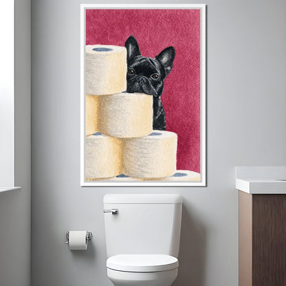 French Bulldog Peekaboo Rolls Canvas Wall Art