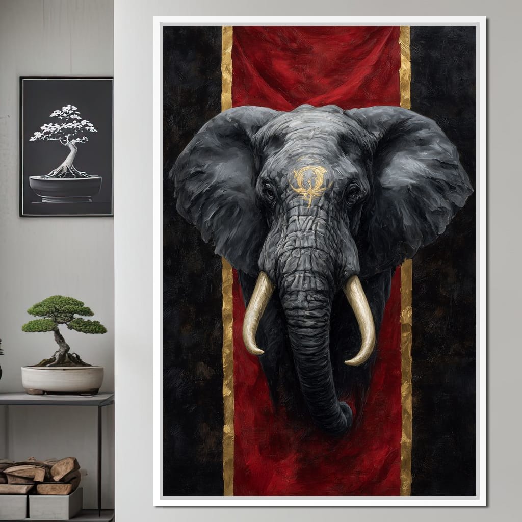 Golden Sigil Elephant King Canvas Wall Art