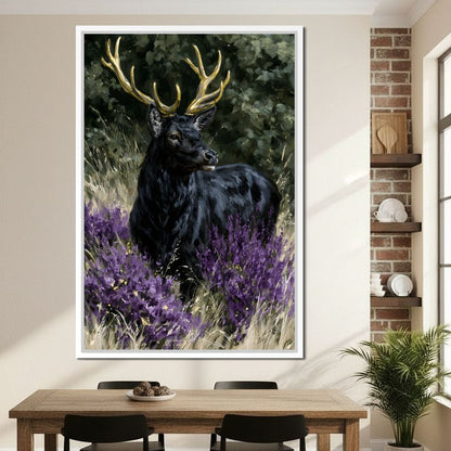 Black Deer Of Wild Fields Canvas Wall Art