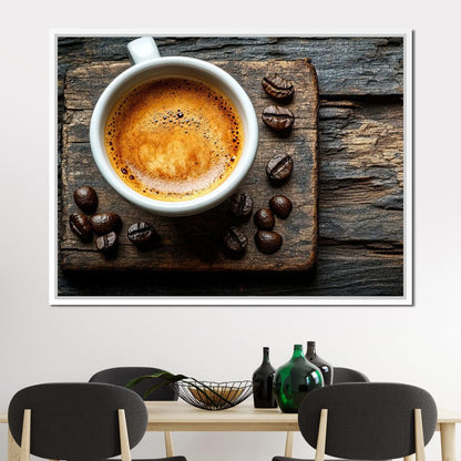 Espresso Essence on Rustic Wood Canvas Wall Art
