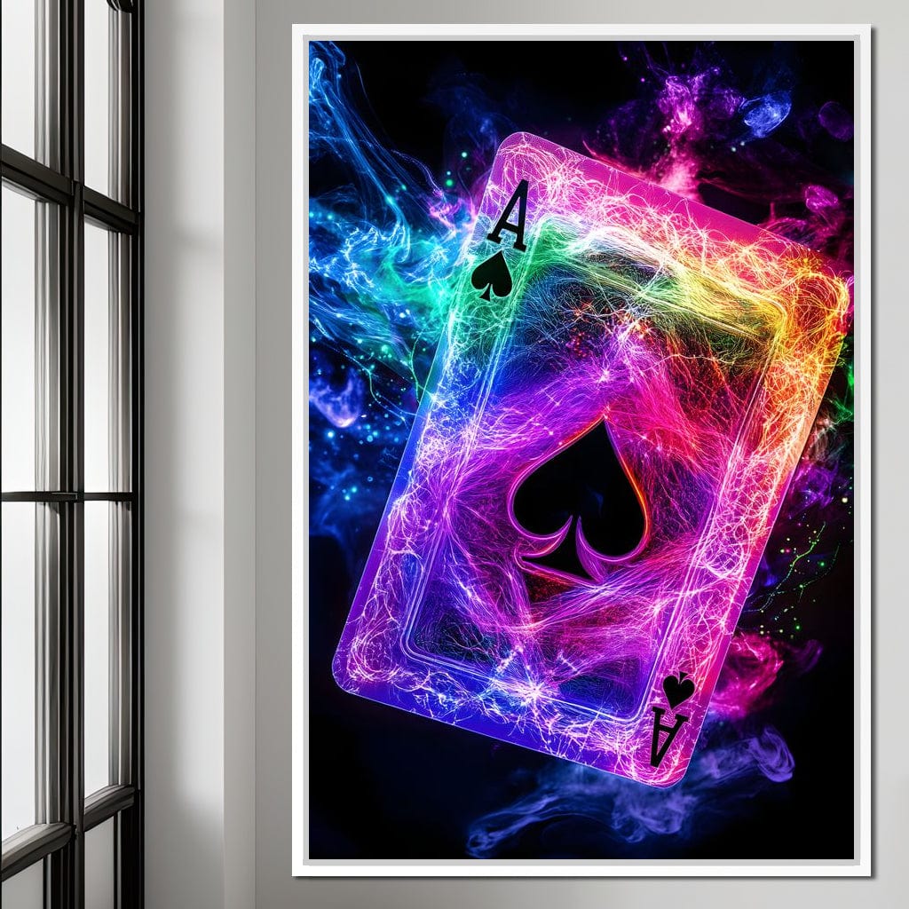 Ace of Spades Neon Burst Canvas Wall Art