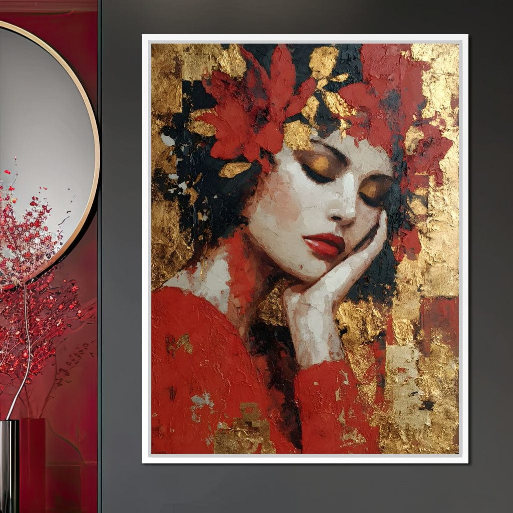 Golden Petals Dreaming Beauty Canvas Wall Art
