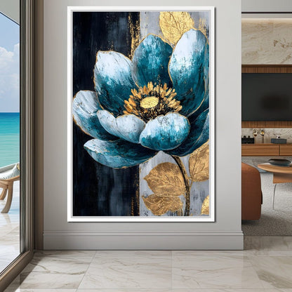 Radiant Petals Golden Harmony Canvas Wall Art