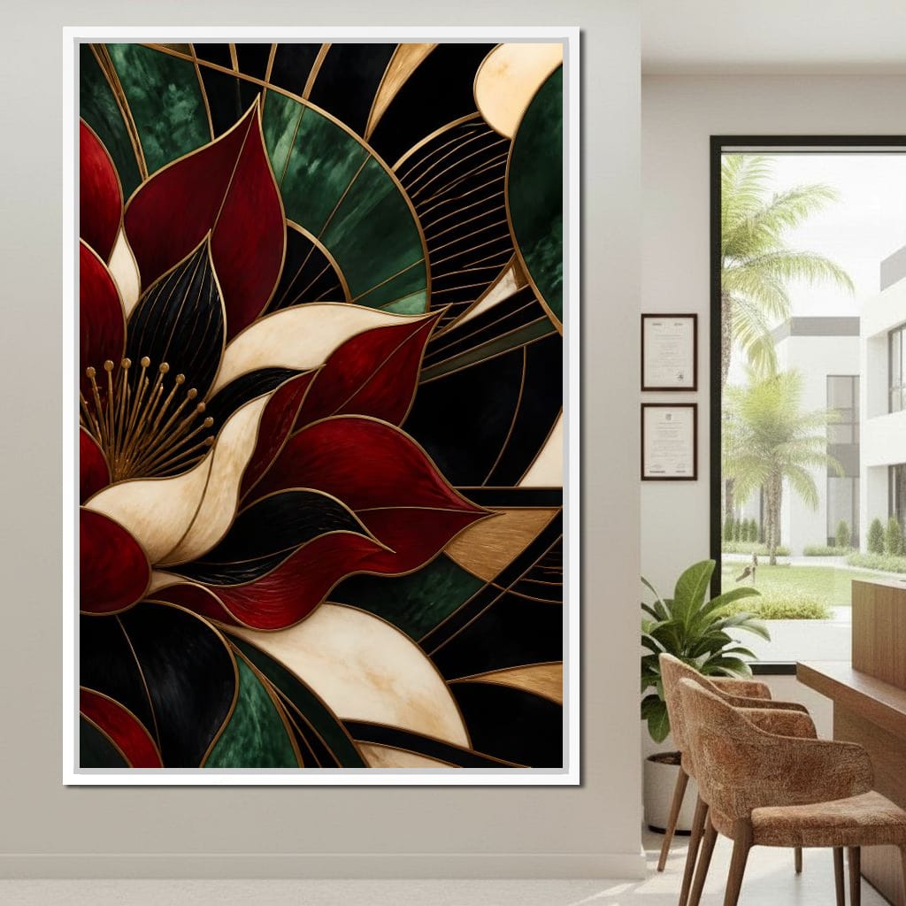 Gilded Petal Geometry Canvas Wall Art