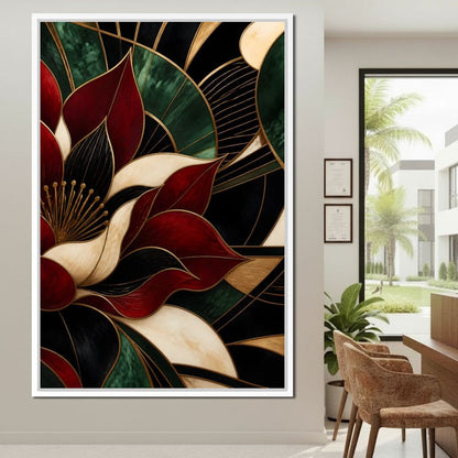 Gilded Petal Geometry Canvas Wall Art
